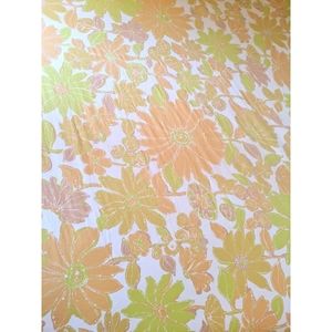 Vtg retro 70s orange floral fitted sheet full